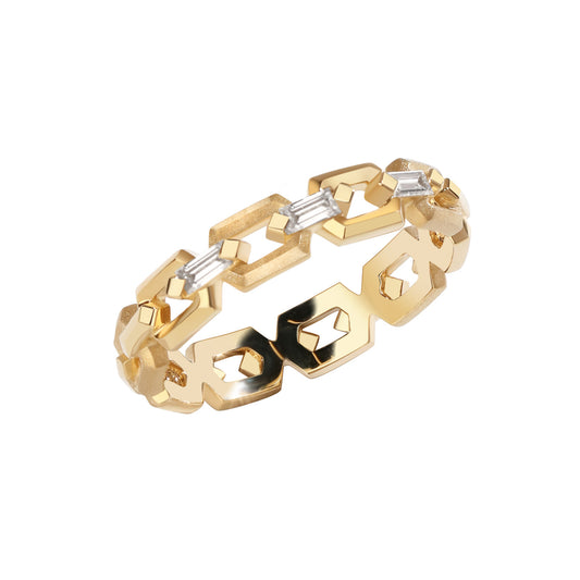 Interlocking Chains Diamond 18K Gold Ring