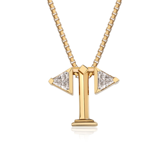 Alphabet 'T' Diamond 18K Gold Pendant Necklace