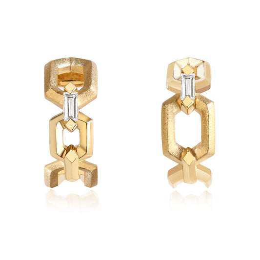 Interlocking Chain Diamond 18K Gold Earrings