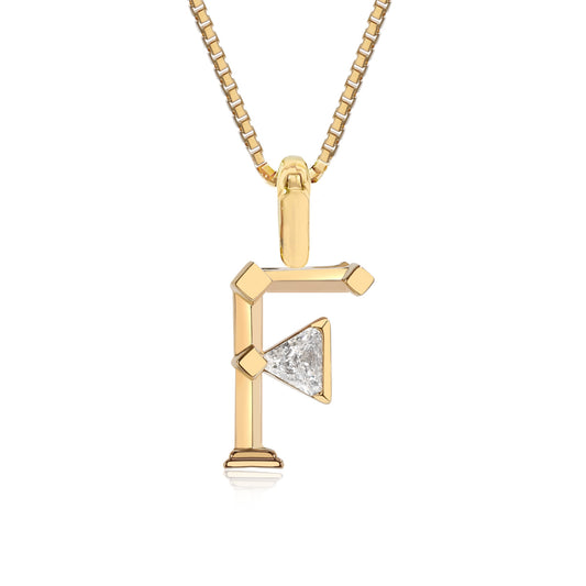 Alphabet 'F' Diamond 18K Gold Pendant Necklace