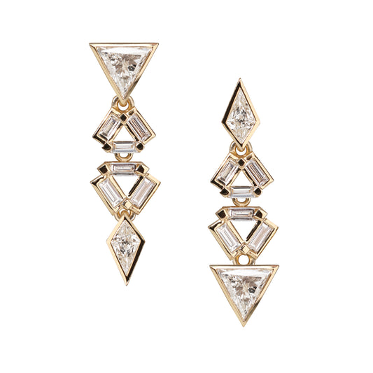 Triangle & Kite Diamonds 18K Gold Detachable Earrings