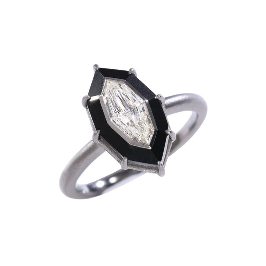 Tailor-cut Onyx Choola-cut Diamond 18K Gold Ring