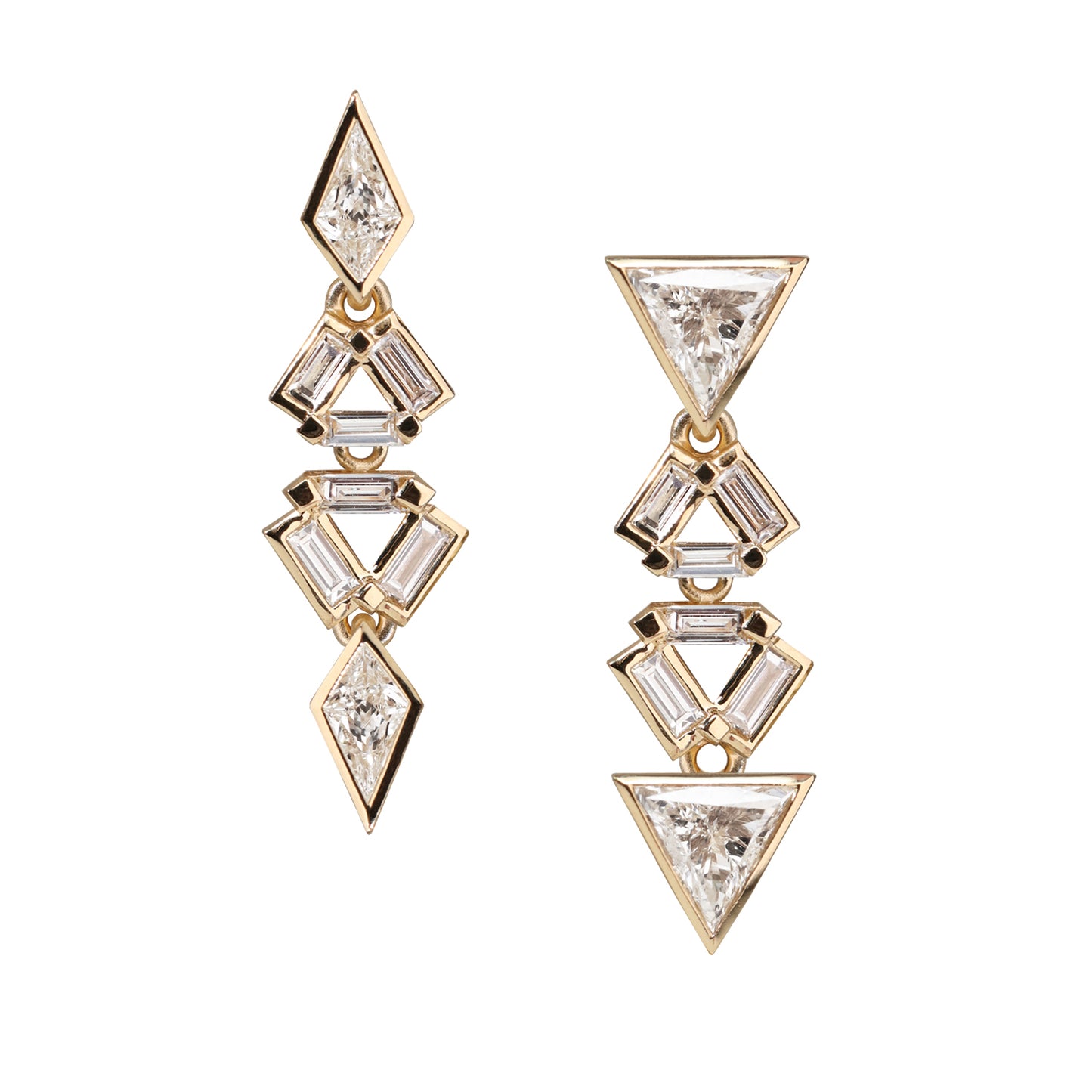 Triangle & Kite Diamonds 18K Gold Detachable Earrings