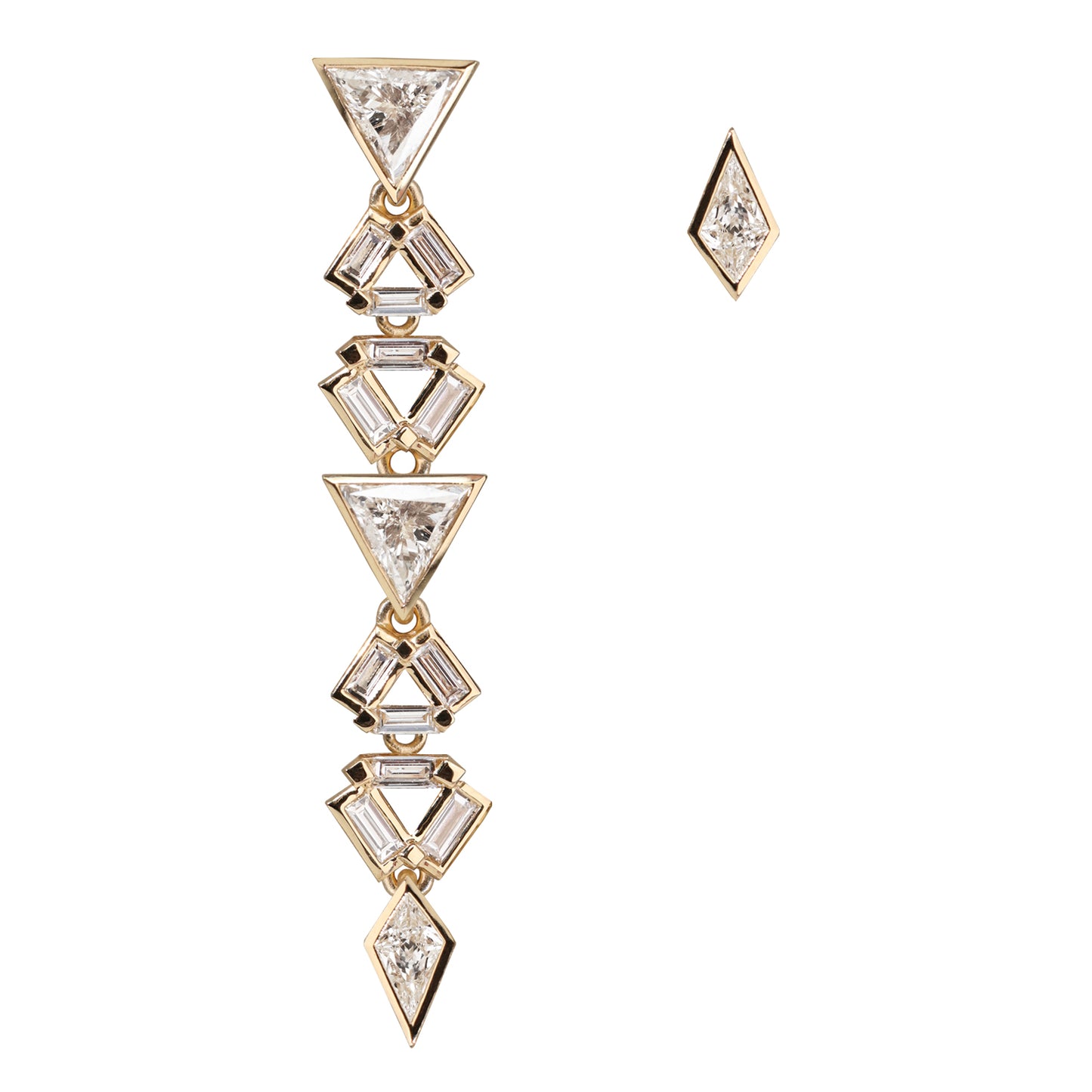 Triangle & Kite Diamonds 18K Gold Detachable Earrings