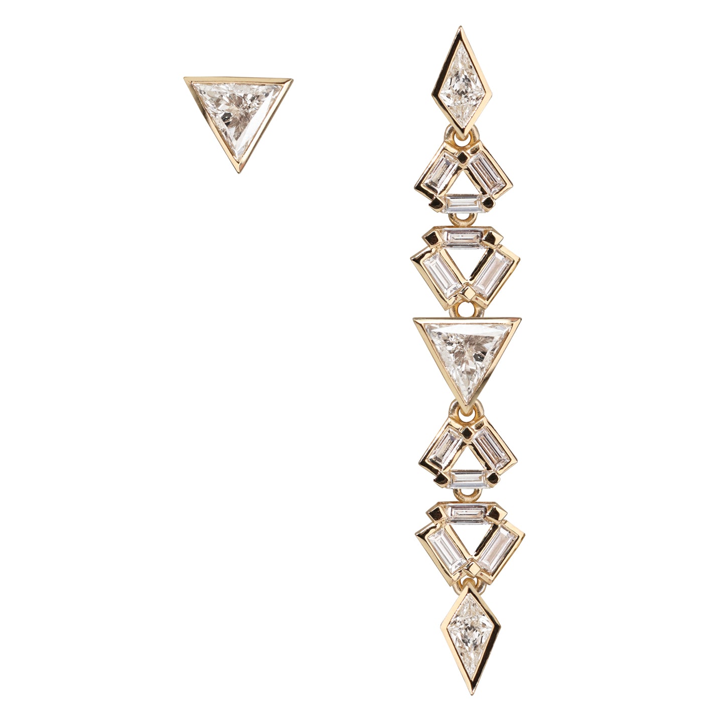 Triangle & Kite Diamonds 18K Gold Detachable Earrings