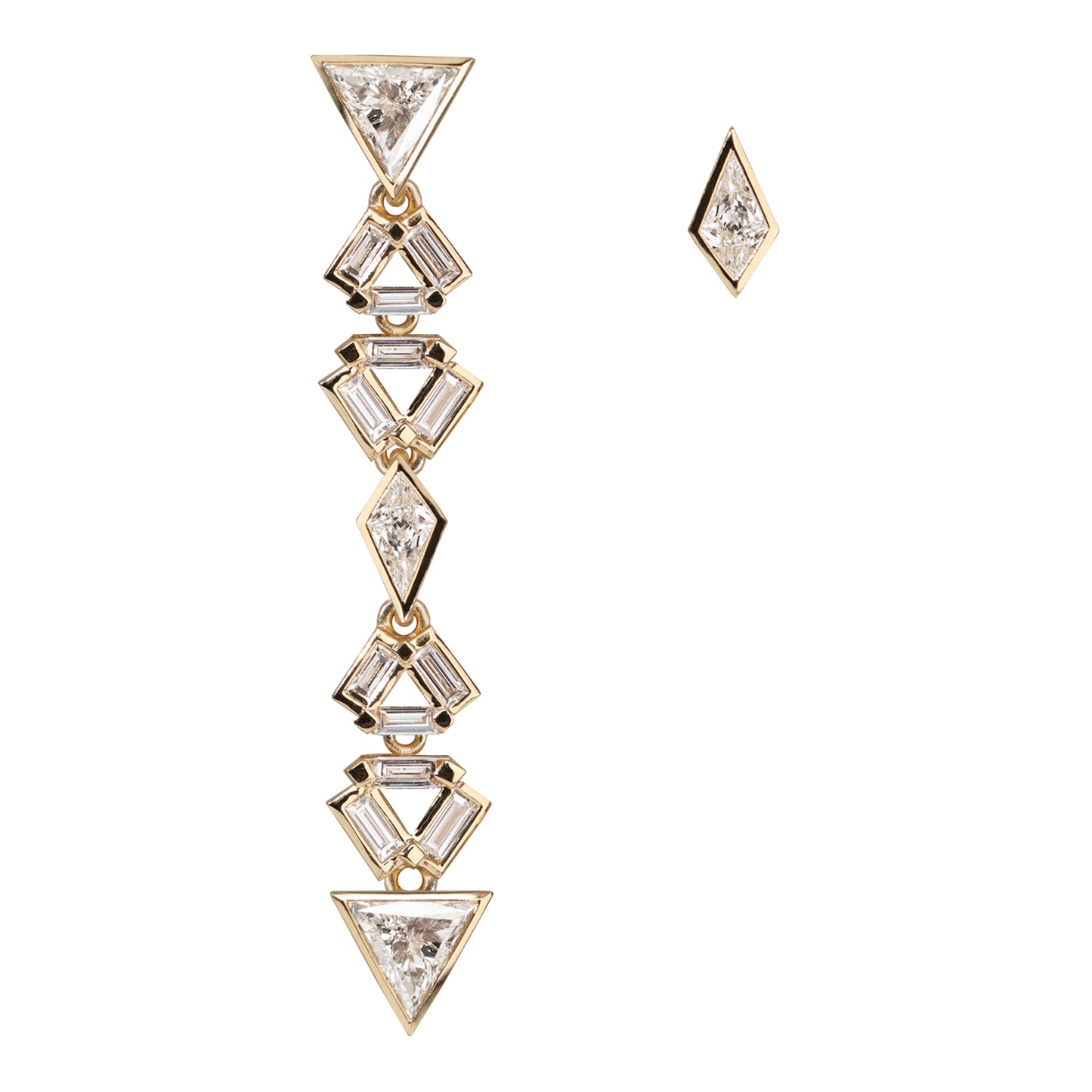 Triangle & Kite Diamonds 18K Gold Detachable Earrings