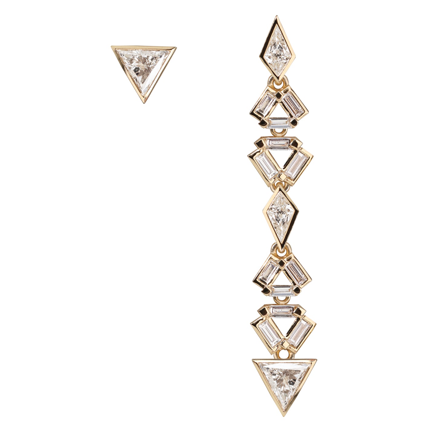 Triangle & Kite Diamonds 18K Gold Detachable Earrings