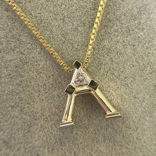 Alphabet 'A' Diamond 18K Gold Pendant Necklace