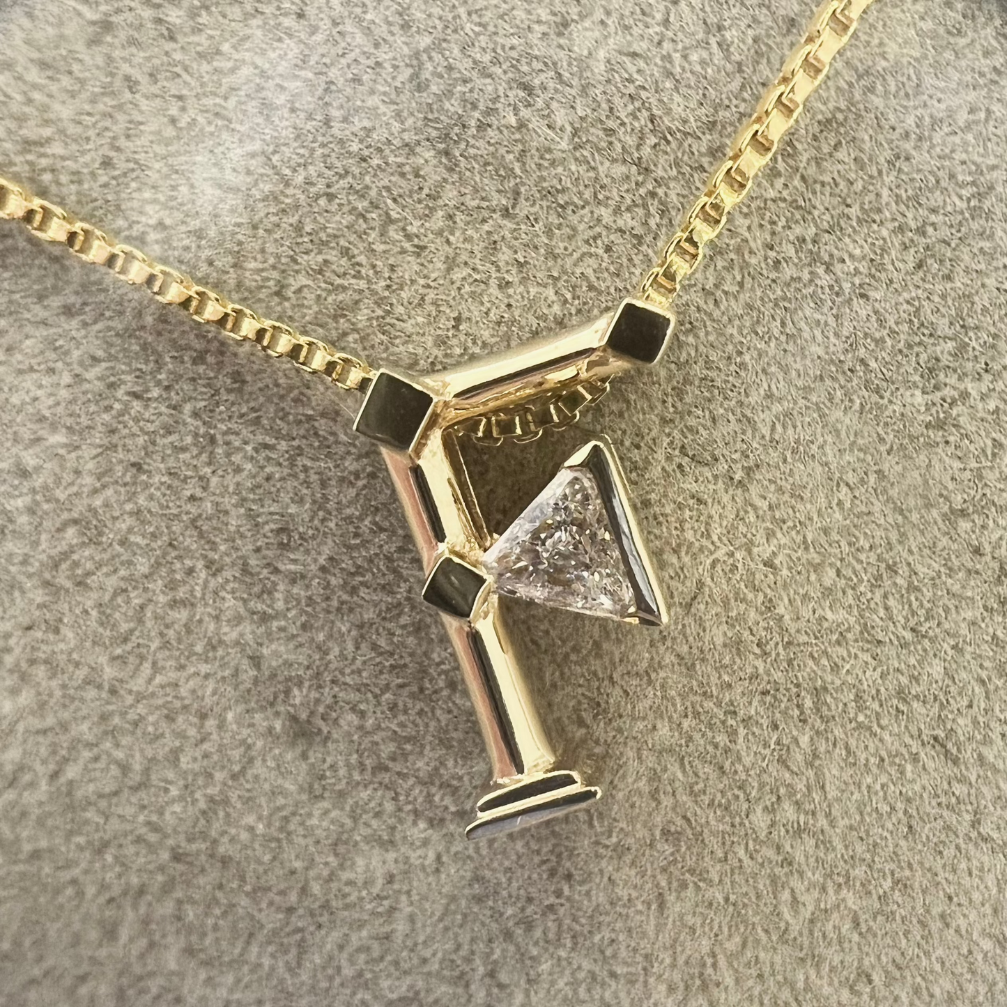 Alphabet 'F' Diamond 18K Gold Pendant Necklace