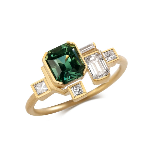 Unheated Sapphire & Diamond 18K Gold Ring