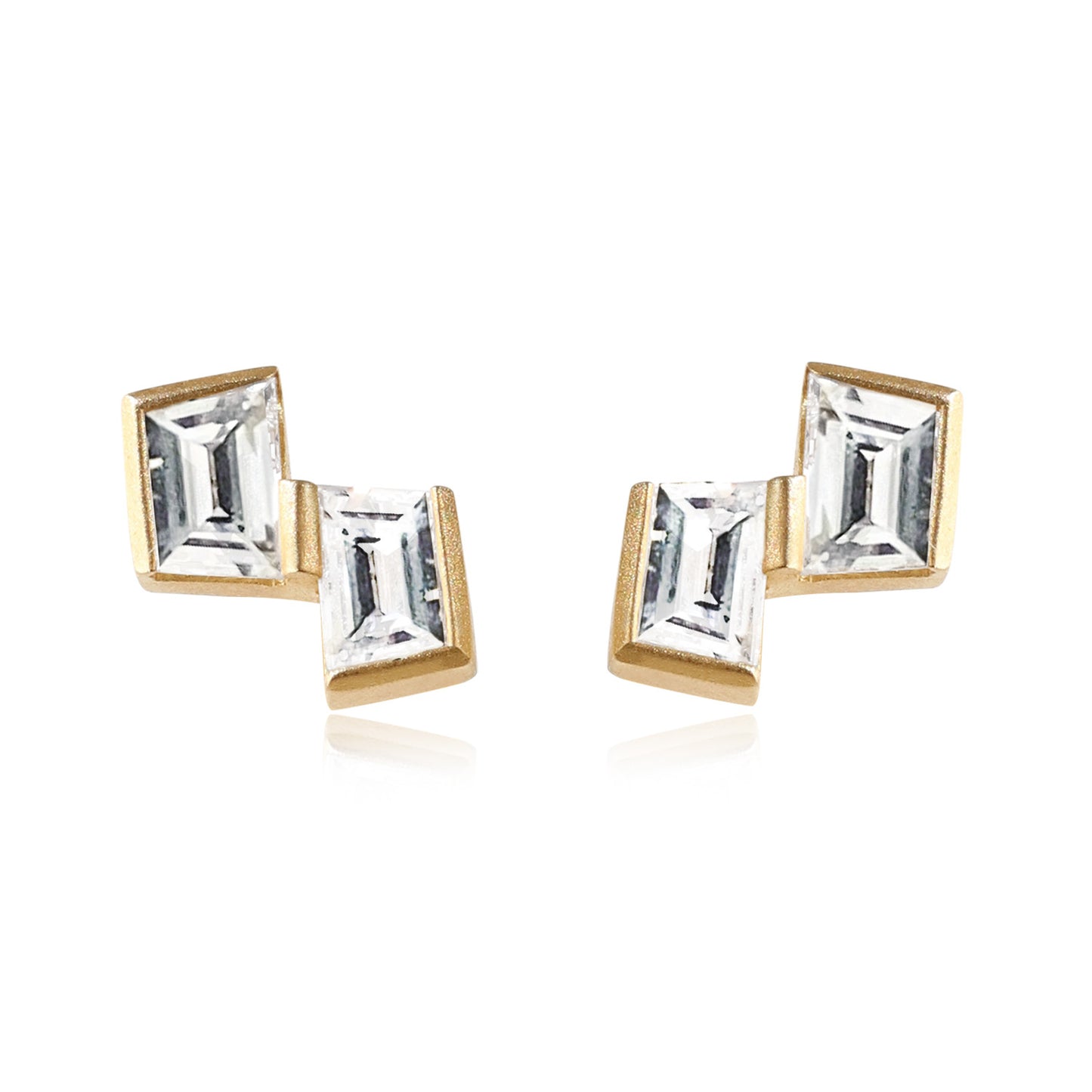 Trapezoid Duo Diamond 18K Gold Earstuds