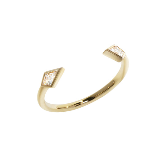 Mini Kite-shaped Diamond 18K Gold Cuff Ring