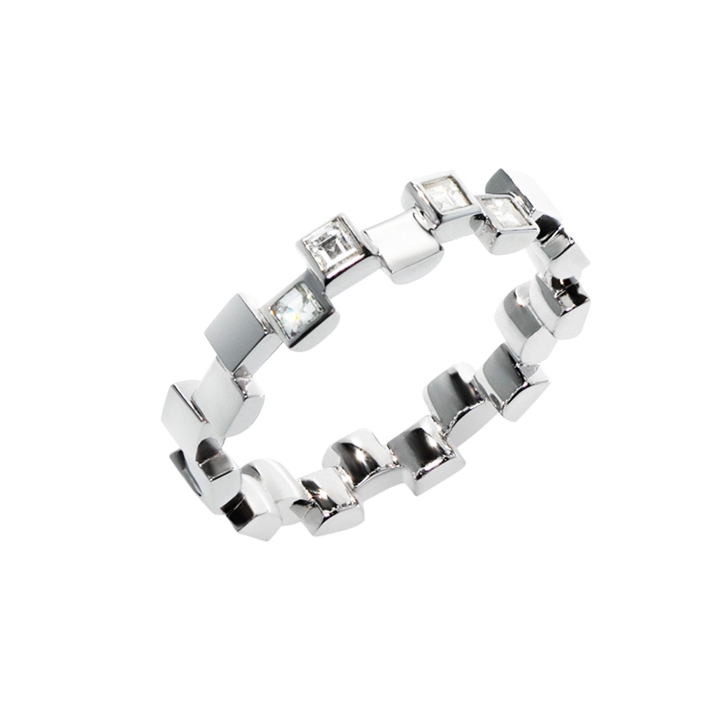 Princess-cut White Diamond 18K Gold Ring